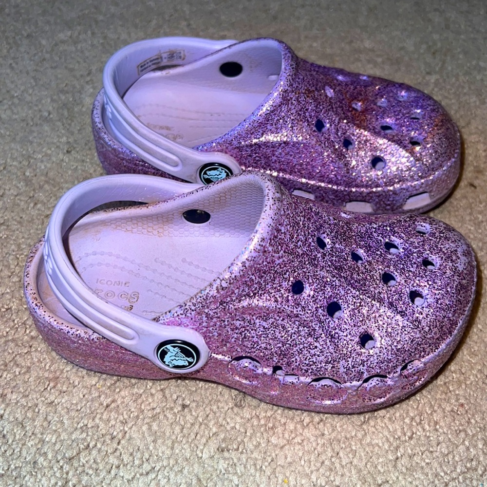 CROCS | purple glitter clogs